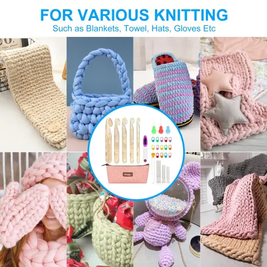 32 Pcs Crochet Hooks Set, Ergonomic 12mm-25mm Large Crochet Hooks for Chunky Yarn, Professional Huge Crochet Needles and Accessories for DIY Crafts, Carpets, Scarves {2}