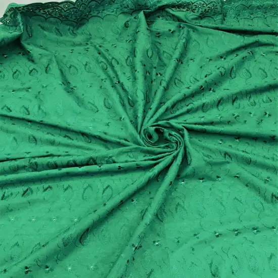 1 Yard Forest Green Medium Eyelet Cotton Blend Fabric with Border for Apparel 41/42 Inches Wide {2}