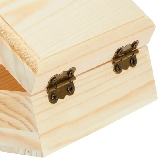 6 Pack Unfinished Wooden Boxes with Hinged Lids - Pinewood Magnetic Storage for Crafts & Jewelry - Unfinished Wood Box {4}