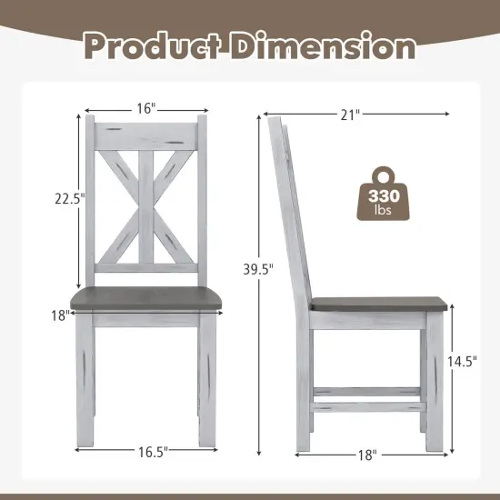 Costway Wooden Dining Chair Set of 2/4 withRubber Wood Frame Elegant Hollowed Backrest {9}