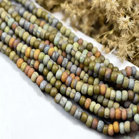 2/0 Matte Terracotta Striped Picasso Mix Czech Seed Beads (Approx 20" Strand) {4}
