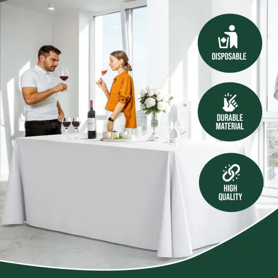 Bulk Pack Plastic Table Cloth - 70"x 120 Inch Rectangle Disposable Tablecloth for Parties - Rectangle Tablecloth - Disposable Table Cloths for Parties-Exquisite Party Solids {6}