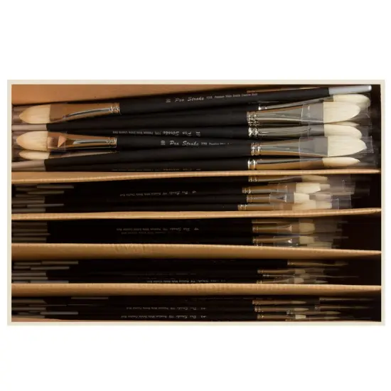 Creative Mark Pro Stroke Premium White Chungking Hog Bristle Artist Paint Brush - Multi Shape Sets- Natural Bristle Brush w/ Great Control Suitable for Oils, Watercolors, Acrylics, Alkyds, Caseins {1}