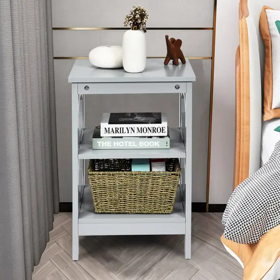 Costway 3-tier Nightstand Sofa Side End Accent Table Storage Display Shelf White\Black\Espresso\Grey {2}