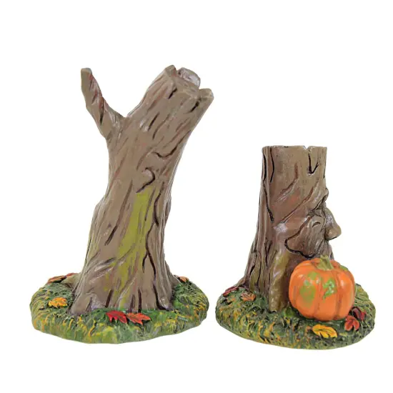 Department 56 Villages 4.0 Inch Scary Stumps Halloween Halloween Village , Halloween Decor Spooky Leaves Pumpkin Tree Brown {2}