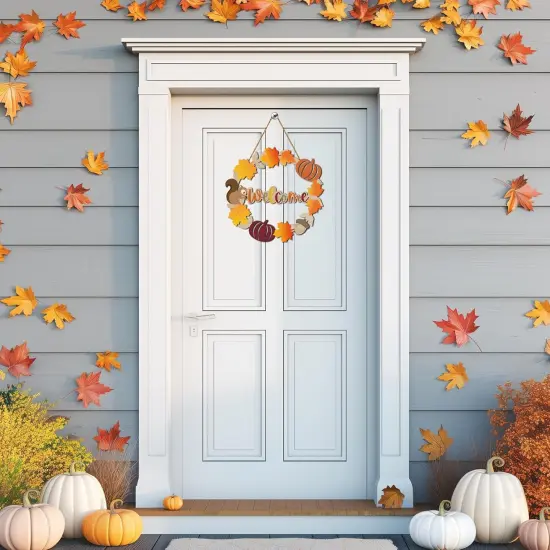 Pumpkin Maple Leaf Welcome Sign - Fall Wreaths {2}