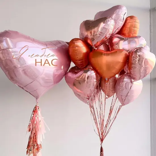 10 Pcs Orange Heart Shape Foil Mylar Balloons 18 Inch Love Balloons (Orange) {5}