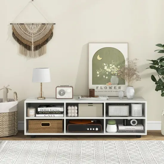 Costway TV Stand TV Console Cabinet 6-Cubby Media Console Entertainment Center with Adjustable Shelves {2}