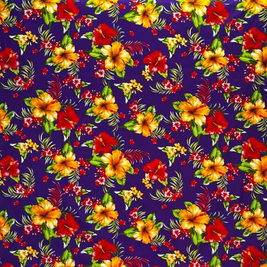 1 Yard Hibiscus Palm Leaves Cotton Fabric 36" Lx 45" W Fuchsia {3}