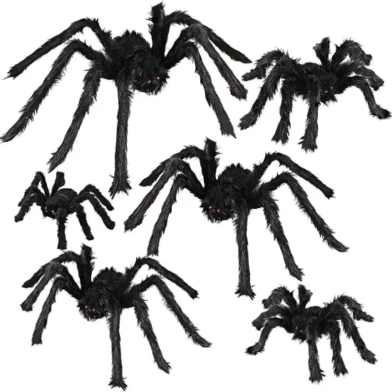 Halloween Spider Decorations, 6 Pcs Realistic Hairy Spiders Set(6 Different Sizes) {1}