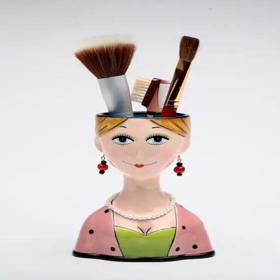 Ceramic Elegant Lady Vase or Makeup Brush Holder, Home Décor, Gift for Her, Mom, Friend, or Coworker, Vanity Décor {3}