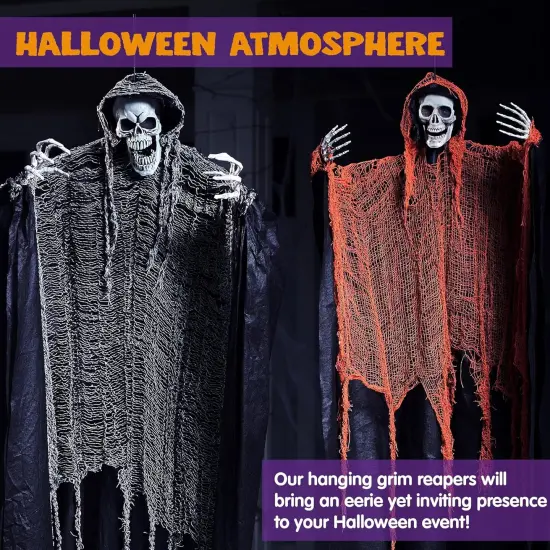 3 Pcs Halloween Hanging Grim Reapers, one 63&rdquo; Two 47&rdquo; Grim Reapers {3}