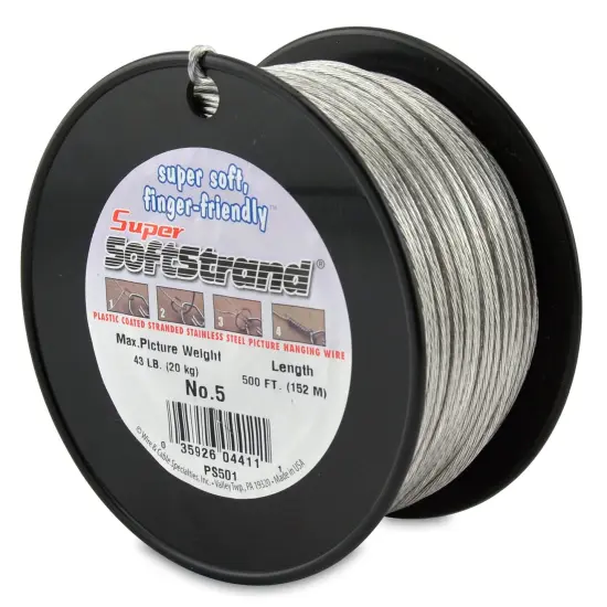 Super Softstrand, Vinyl-Coated Stranded Stainless Steel Picture Wrapping Wire, Size #6, 60 lb / 27 kg, 275 ft / 83 m {4}