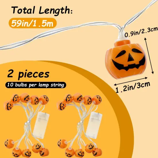 2 Pack Halloween Pumpkin String Lights - 5Ft 10 LED {5}