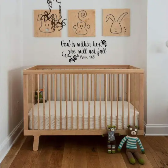 God is Within Her She Will Not Fall Psalm 46:5 Vinyl Decal Religious Wall Art {3}