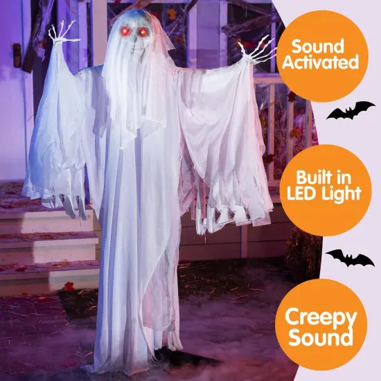 67" Halloween Animatronics Ghost Decor with Creepy Sound {4}