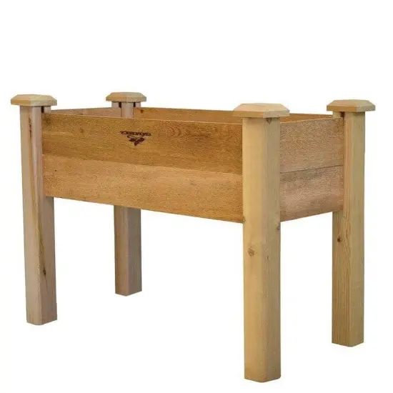 Natural Cedar Raised Garden Bed Planter Box 34" Tool-Free Assembly {1}