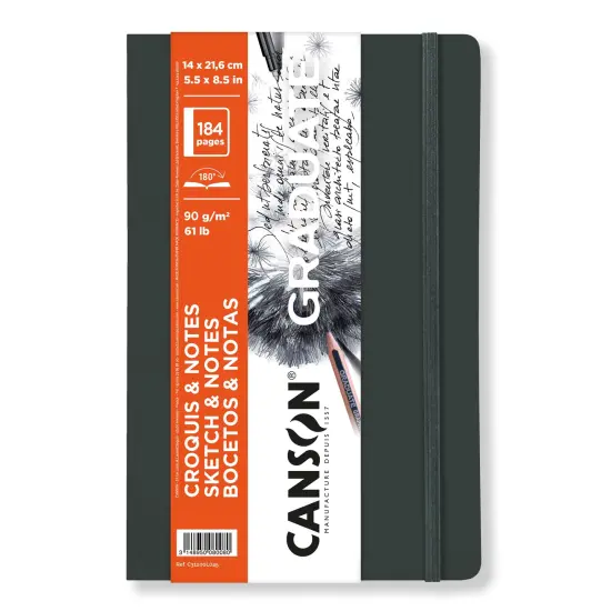 Canson Graduate Sketch & Notes Softcover Book Black 5.5"x8.5-92 sheets {1}