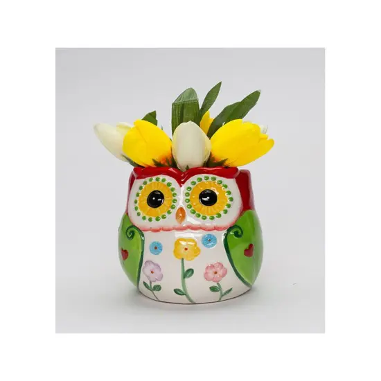 Ceramic Owl Flower Planter (Flowers NOT Included), Gift for Her, Owl Lover Gift {2}