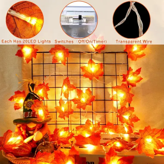 50Ft Enlarged Maples Leaf String Lights Battery Operated 5 pcs {3}