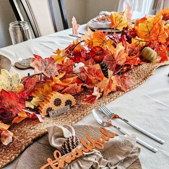 2 Pack Fall Leaf Garland, Hanging Vines Garland Artificial {2}