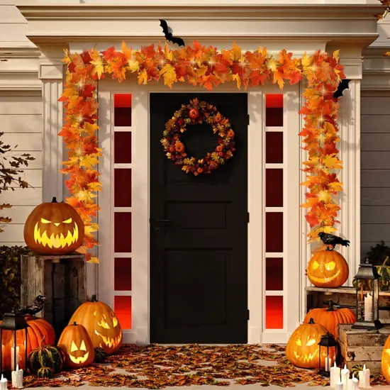 Fall Decorations Maple Leaf Garland String Lights {5}