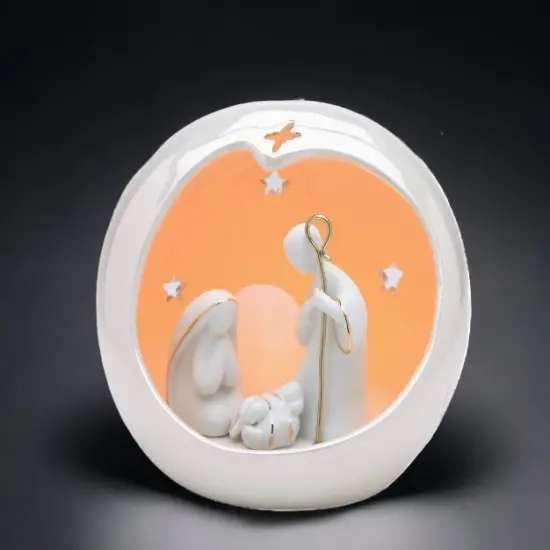 Ceramic Small Globe Holy Family Nativity Nightlight, Home Décor, Religious Décor, Religious Gift, Church Décor, Baptism Gift {2}