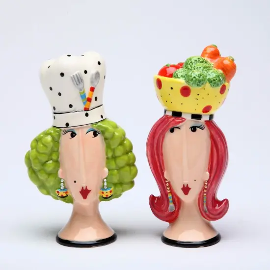Ceramic Chef Lady Salt & Pepper Shakers, Home D&eacute;cor, Gift for Her or Mom, Gift for Friend or Coworker, Gift for Chef, Kitchen D&eacute;cor {3}