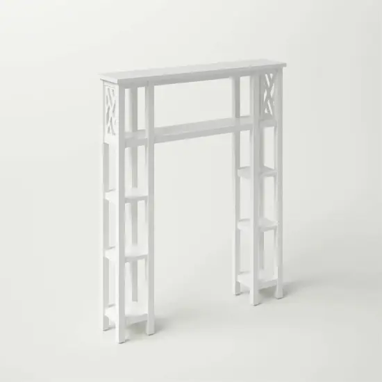 Over the Toilet Bathroom Shelving Unit with 9-Shelves in White Wood Finish {1}