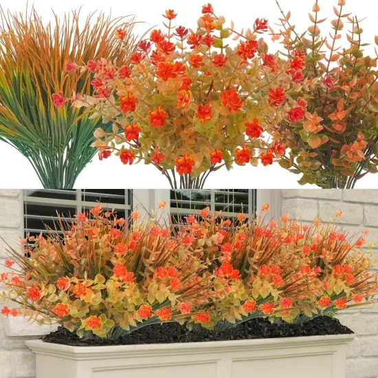 20 Pcs Artificial Fall Flowers - Eucalyptus & Grass {1}