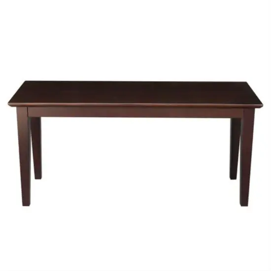 Solid Wood Entryway Bench with Tapered Legs in Brown Finish {2}