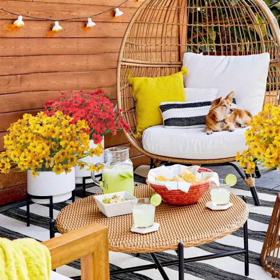 20 Bundles Artificial Flowers - Yellow {4}