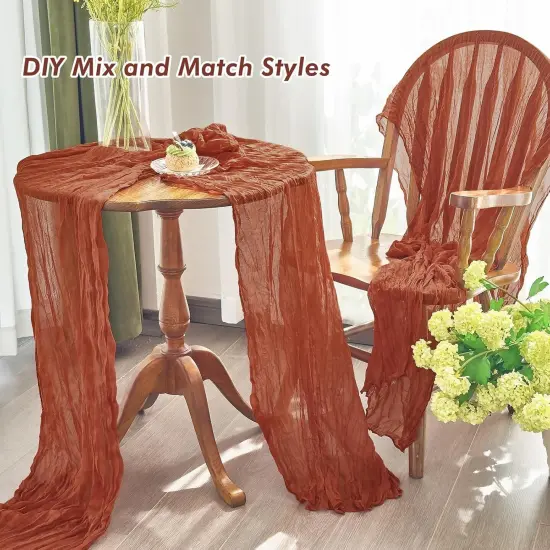 2 Pcs Cheesecloth Table Runner - 10ft Terracotta Boho Gauze {3}
