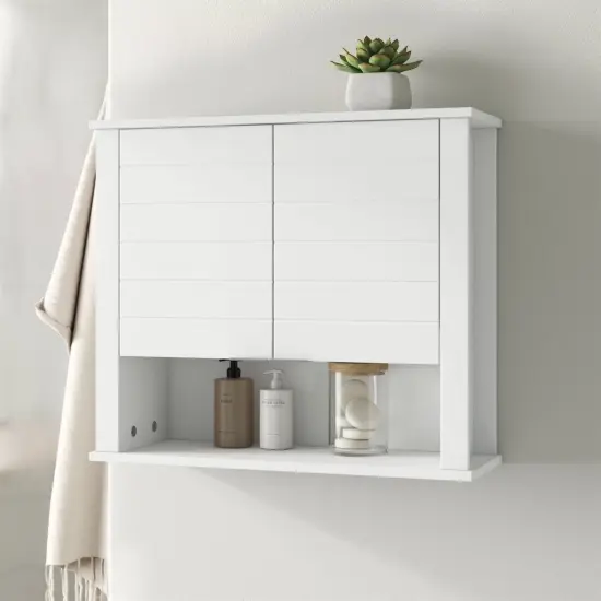 White 2 Door Wall Mounted Bathroom Storage Cabinet {2}