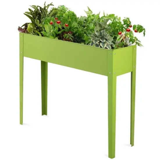 Green Steel Raised Garden Planter for Outdoor Vegetables and Flowers {1}