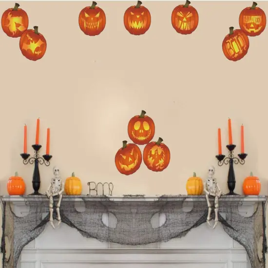 Halloween Pumpkin Decal Set of 10, Creative Pumpkin Face Stickers {2}