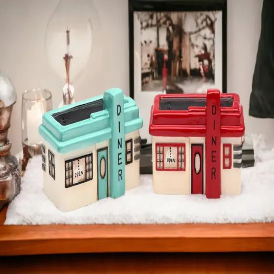 Ceramic Diner Salt & Pepper Shakers, Home Décor, Gift for Her, Gift for Mom, Kitchen Décor, Restaurant Decor {2}