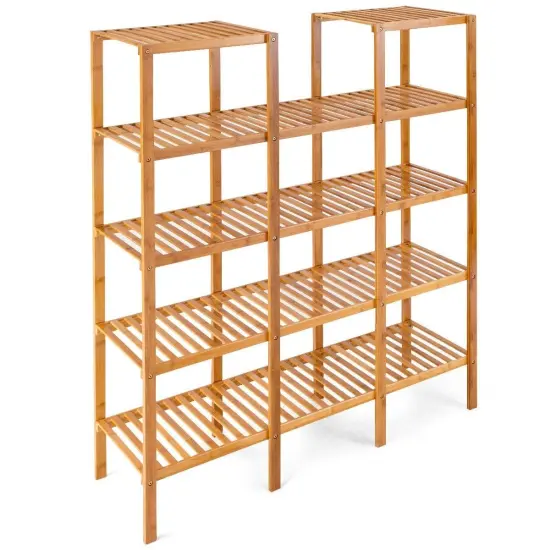 Modern Wicker Wood 4-Shelf Bookcase with 12 Cubes Lightweight Shelving Unit for Home or Office Storage {1}