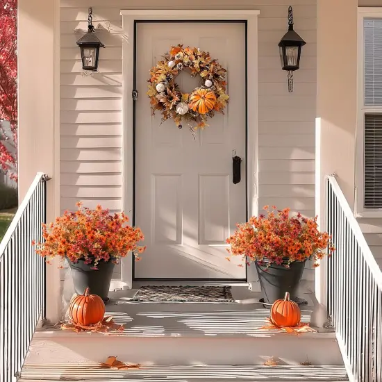 Artificial Mums Flowers Outdoors (Orange Brown) {5}