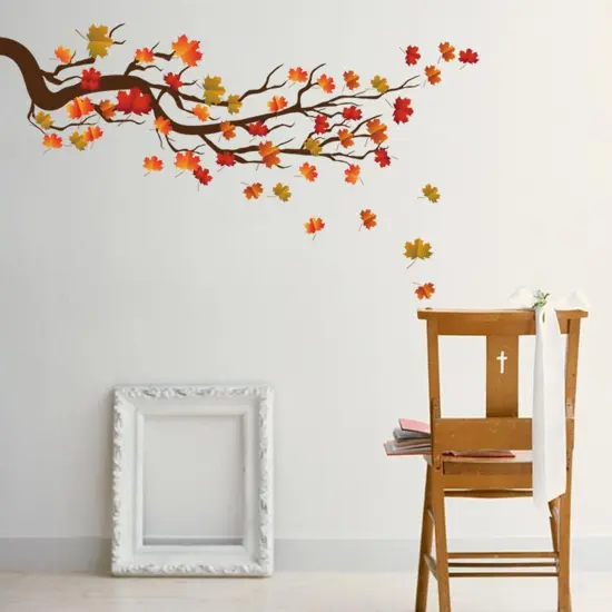 Autumn Maple Tree Wall Stickers, Chinese Style Autumn Fallen Leaves {3}