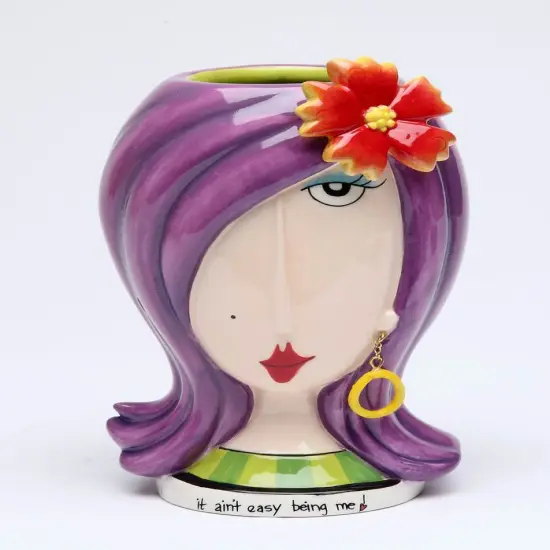 Ceramic Lady With Flower Makeup Brush Holder, Home D&eacute;cor, Gift for Her, Mom, Friend, or Coworker, Vanity D&eacute;cor, Office Decor {3}