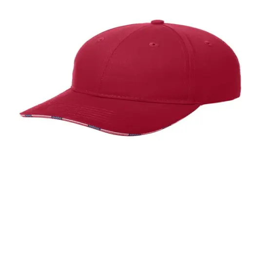 Port Authority&reg; Americana Flag Sandwich Cap, Low Profile Structured Cotton Twill Hat with Hook and Loop Closure Blue Crush {4}