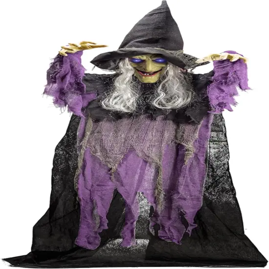 72&rdquo; Halloween Hanging Witch Decorations Outdoor - Purple {5}