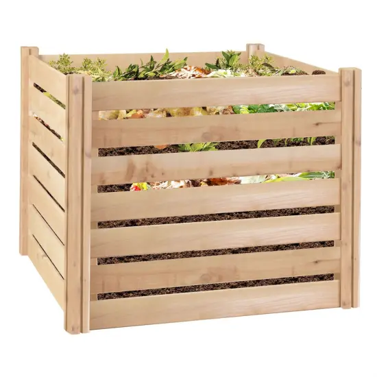 Natural Cedar Wooden 174-Gallon Outdoor Compost Bin with 23 cu. ft. Capacity {2}