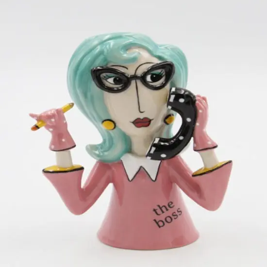 Ceramic Boss Lady Vase or Pen Holder, Home D&eacute;cor, Gift for Her, Mom, Friend, or Coworker, Vanity D&eacute;cor, Office Decor {3}