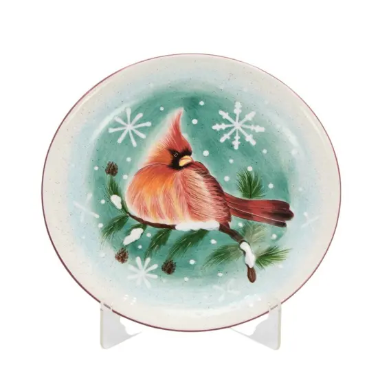Ceramic Cardinal Bird Plate-Stand NOT INCLUDED, Christmas Decor, Birdwatcher Gift, Nature Lover Gift, Gift for Her {3}