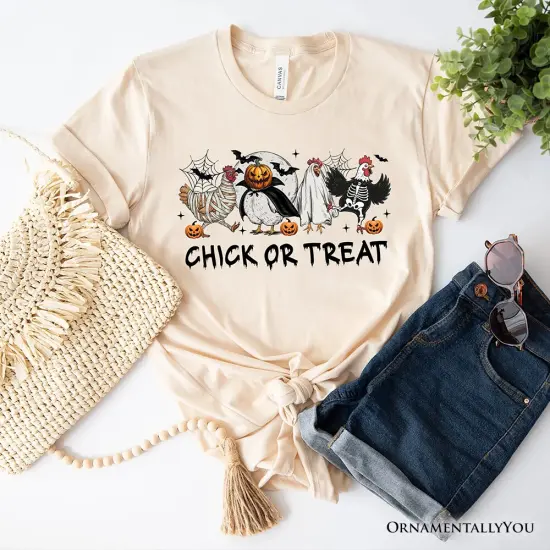 Chick or Treat Spooky T-Shirt, Halloween Chicken Tee for Country Life Enjoyers {7}