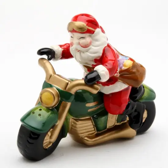 Ceramic Christmas Santa Riding Motorcycle Salt & Pepper Shakers, Home D&eacute;cor, Gift for Her, Gift for Mom, Kitchen D&eacute;cor, Christmas D&eacute;cor {3}