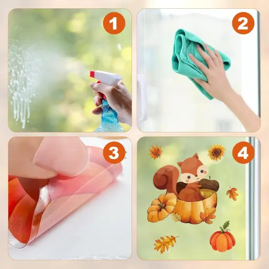 150 Pcs Fall Window Clings，Thanksgiving Window Stickers Pumpkin Maple Leaf {3}