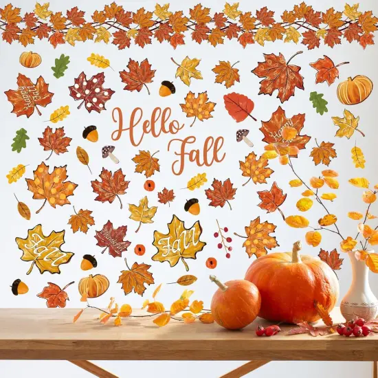 9 Sheet Fall Thanksgiving Wall Stickers {5}